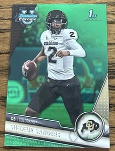 Bowman U University Chrome Shedeur Sheduer Sanders 1st Green Refractor /99 - Picture 1 of 2