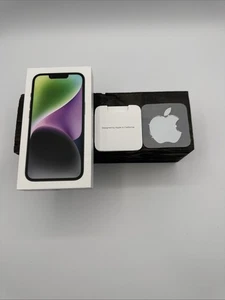Apple iPhone 14 noir minuit 128 Go / avec autocollant *BOITE VIDE UNIQUEMENT* đ„ - Photo 1 sur 6
