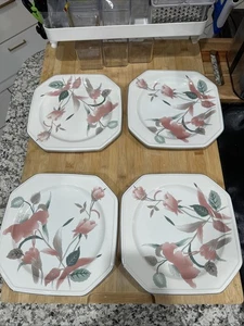 VTG 4 Mikasa Continental Silk Flowers F 3003 Dinner Plates 10.25” Octagonal * - Picture 1 of 11
