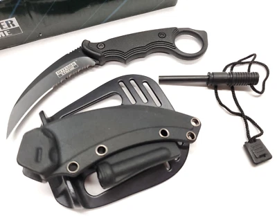 Karambit Conceal Carry Fixed Blade Boot Knife Fire Start Ferro Rod Paddle Sheath - Image 1 of 4