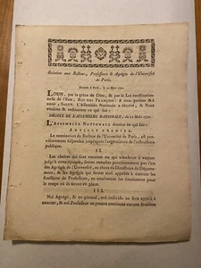 Révolution / Louis XVI / Recteurs, Professeurs & Agrégés de l'Université / 1791 - Imagen 1 de 4