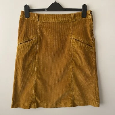 BENETTON Corduroy Skirt Sz 12 Tan Mustard Cotton Pockets Knee Length Women W32 - Image 1 of 4