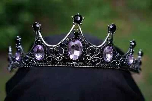 Goth Lila Kristall Vintage Silber Diadem Braut Krone Geburtstag Schwarz - Bild 1 von 5