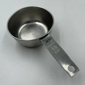 Foley misurino 1/2 tazza acciaio inox logo SCRIPT vintage usato in ottime condizioni - Foto 1 di 6
