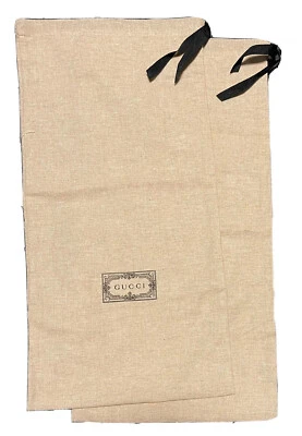Bolsas de pó para sapatos Gucci, 1 PAR de bolsas de viagem de armazenamento de algodão com cordão 8,5” x 17” - Imagem 1 de 4