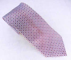 Alexander Julian Farben Krawatte rot silber geometrische Quadrate Punkte Polyester 56x3,5 - Bild 1 von 5