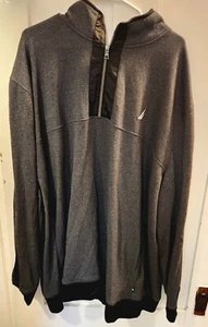 Suéter Pullover Nautica Para Hombre 4XLT Grande y Alto Cuarto Cremallera Gris Negro Nuevo Sin Etiquetas - Imagen 1 de 4