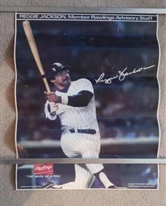 VINTAGE REGGIE JACKSON NEW YORK YANKEES RAWLINGS POSTER 1978 24 X 18 - Picture 1 of 8