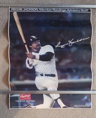 VINTAGE REGGIE JACKSON NEW YORK YANKEES RAWLINGS POSTER 1978 24 X 18 - Image 1 of 4