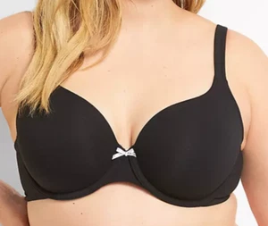 Lane Bryant Cacique Cotton Lightly Lined Full Coverage Underwire Black Bra 42C - Picture 1 of 12