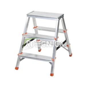 Scala scaletta doppia in alluminio con 3 gradini sgabello pieghevole Atecnica - Imagen 1 de 2