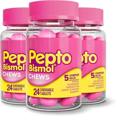 Pepto Bismol Masticables Paquete de 24 Unidades de 3 Uva Sabor Menta Alivio del Estómago Masticables Foto 1 de 4