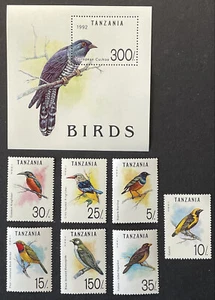 TANZANIA BIRDS STAMPS SET 7v + SS 1992 MNH WILDLIFE CANARY KINGFISHER STARLING - Picture 1 of 3