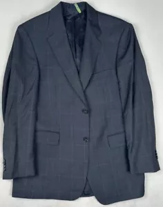 Burberry London Single Breasted Gray Plaid Luxury Wool Blazer Size 40 - Picture 1 of 9