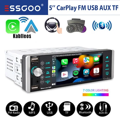 Autoradio 1DIN 5" Kabelloses Carplay IPS Touch Screen Bluetooth Navigationsgerät - Bild 1 von 4