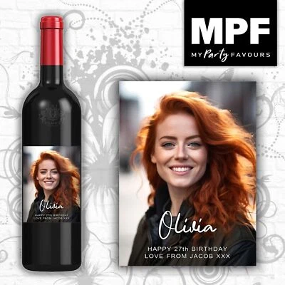 Personalised Photo Birthday Wine Gin Vodka Bottle Label - Vodka Gin Whisky - Image 1 of 4