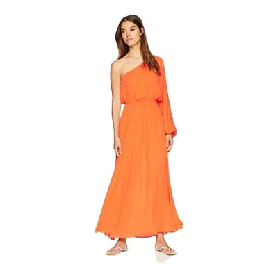 Maxi Vestido MARA HOFFMAN Naranja Vibrante Vera Un Hombro Brillante Resort Talla M Foto 1 de 4