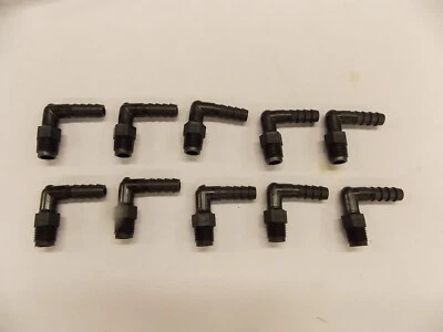 Lote de 10 - 1/4" barra de extremidade de mangueira x 1/8" MNPT bico de encaixe de cotovelo plástico preto D4 - Imagem 1 de 2