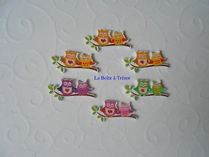 6 Boutons Hiboux en Bois pour Couture, Scrapbooking...4x1,5cm Neuf - Réf. OB5 - Imagen 1 de 1