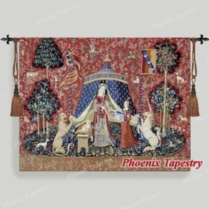 LARGE) DESIRE The Lady & Unicorn Medieval Tapestry Wall Hanging Jacquard Weave - Picture 1 of 8