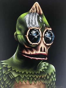 Sleestak Land of the lost black velvet Ölgemälde Handgemalt Signiert Art. - Bild 1 von 4