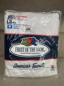 Vintage Fruit of The Loom Crew Neck White Cotton T-Shirt 3 Pack Large 1980’s - Picture 1 of 2