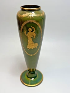 19c.Antike Böhmische Egermann Lithyalin Glas Vergoldet Oroplast Vase Römische Tänzerin - Bild 1 von 12