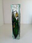 Small Tulips Designed Stained Glass Bud Vase-H 15cm