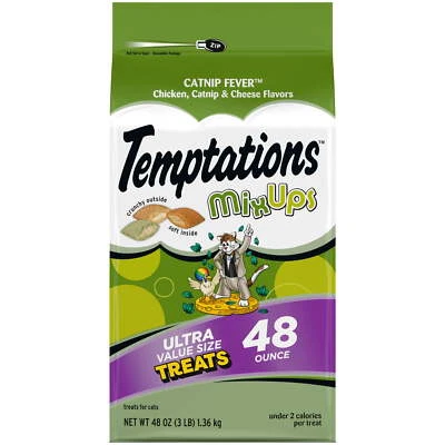 new， Mixups Catnip Fever Flavor Crunchy And Soft Treats For Cats, 48 Oz Tub - Image 1 of 4