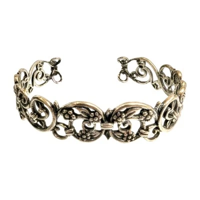 Carolyn Pollack Sterling Silver 925 Flower & Vine Cuff Bracelet 6.75" - Image 1 of 4