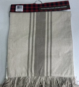 Kirkland’s Wide Stripe Table Runner 14x72” Ember Natural Color - Picture 1 of 9