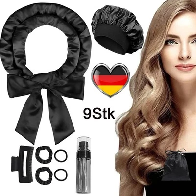 9 Stück Satin Locken Ohne Hitze Locken Über Nacht Set für Langes Haar Curler DIY - Bild 1 von 4