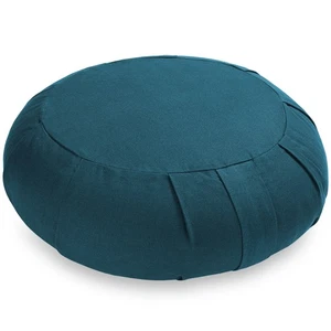 15" Round Organic Cotton Buckwheat Hull Meditation Cushion - Teal - Picture 1 of 1