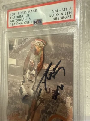 1997 Press Pass Autographs PPA Tim Duncan PSA 8 RC Auto - Image 1 of 4