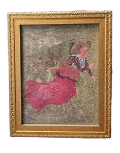 VTG Kay Jackson Guardian Of Flight Angel Art Print Wood Frame Bombay Co. - Picture 1 of 5