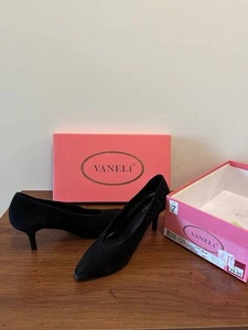 Vaneli Womens Tedra Black Suede 7 N Heels 3 Inch Heels - Picture 1 of 4