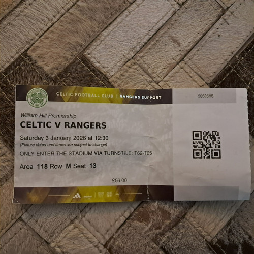 Celtic v Rangers Match Ticket 03/01/26 (Rangers End) | eBay UK