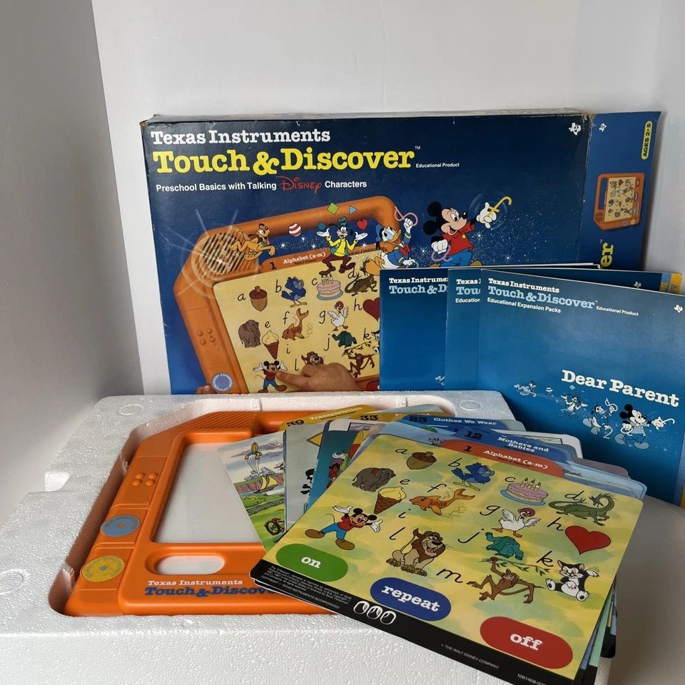 Instrumentos vintage Texas Disney Touch & Discover 1987 com caixa + 40 atividades - Imagem 1 de 4