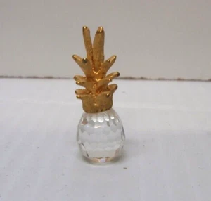 Miniature Clear Small Swarovski Crystal Pineapple Gold Palm Top 1 1/4" Tall - Picture 1 of 5
