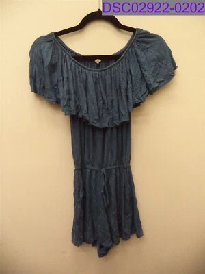 Pantalones Cortos Mujer Talla Mediana Azul Elan Cuello Redondo Mameluco Volantes Cuello Foto 1 de 4