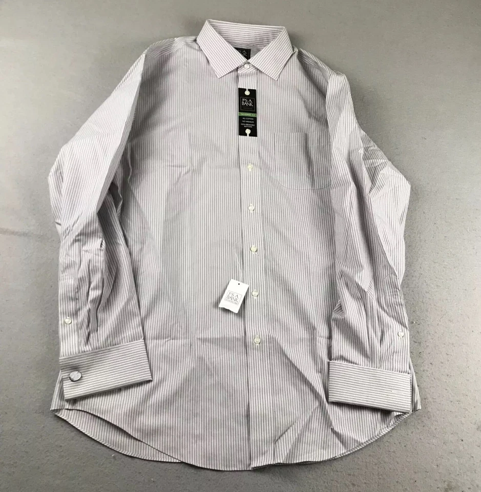 Jos A Bank Shirt Mens 17-36 Brown Striped Tailored Fit Long Sleeve Button Up NWT - Image 1 of 4