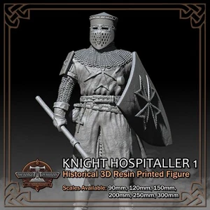 Knight Hospitaller ver. 1 - 3D Resin Printed Figure Model - Scale 90mm to 300mm - Picture 1 of 16