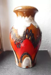 Keramik Vase SCHEURICH Modell: 290/ 27 Brauntöne-Rot-Weiß RAR - Bild 1 von 17