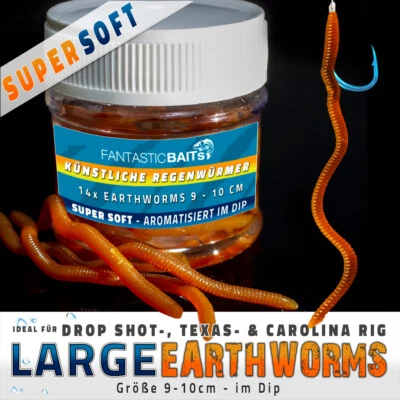 14x Angelwürmer im Dip +Aroma künstliche Regenwürmer Angel Kunstköder Dendrobena - Bild 1 von 4