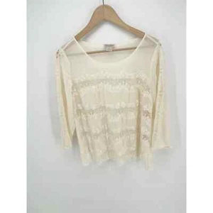 Lucky Brand Blouse Womens Medium Cream Boho Lace Shirt 3/4 Sleeves - Picture 1 of 7