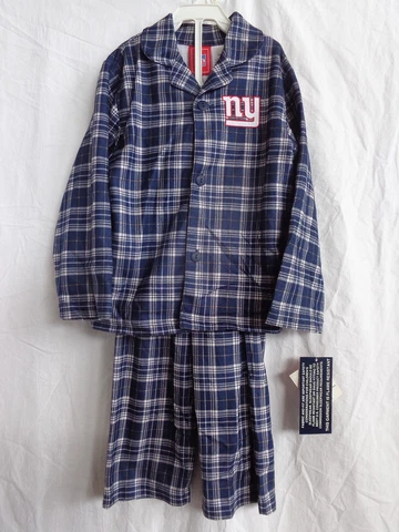 New York Giants 2 Pc Flannel Pajamas 100% Polyester Flame Resistant NWT Cover
