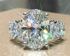 Solid 14k white Gold 4.58 ct Oval cut Engagement Solitaire Diamond Ring 