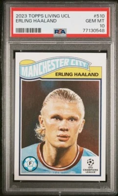 2023 Topps Living UCL #510 Erling Haaland PSA 10 GEM MINT Manchester City UEFA - Image 1 of 4
