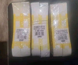 3,000 Self-Sealing Currency Bands - $1,000 denomination Yellow straps money - Picture 1 of 3