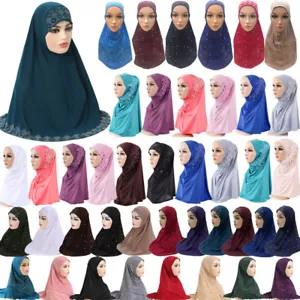 Women Muslim Hijab One Piece Amira Islamic Prayer Head Scarf Shawl Wrap Instant - Picture 1 of 84